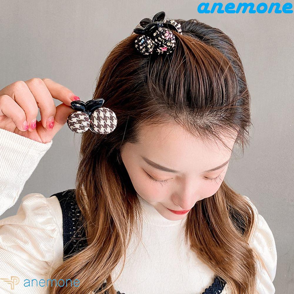 ANEMONE Kẹp Tóc Càng Cua Họa Tiết Caro / Quả Cherry Dễ Thương Thời Trang Cho Nữ