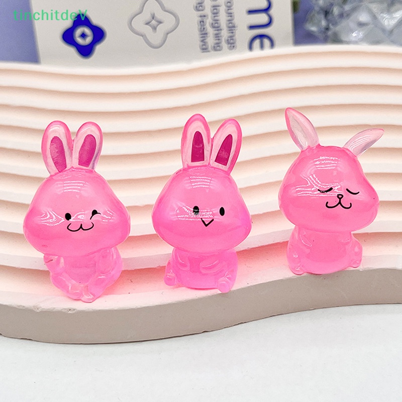 Mô Hình Chú Thỏ Mini Bằng Resin Màu Dạ Quang Dễ Thương Trang Trí Nhà Búp Bê