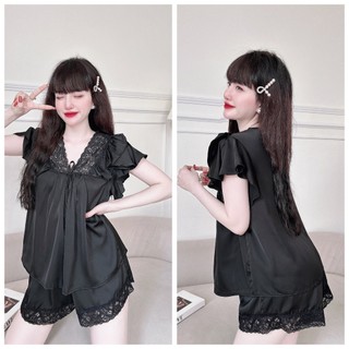 Đồ ngủ nữ bộ lụa pijama mặc nhà quần đùi chất liệu cao cấp thoáng mát.