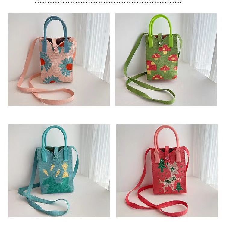 Túi Đeo Chéo Đan Len Đựng Điện Thoại / Chìa Khóa Họa Tiết Hoạt Hình Thời Trang Mới 2023