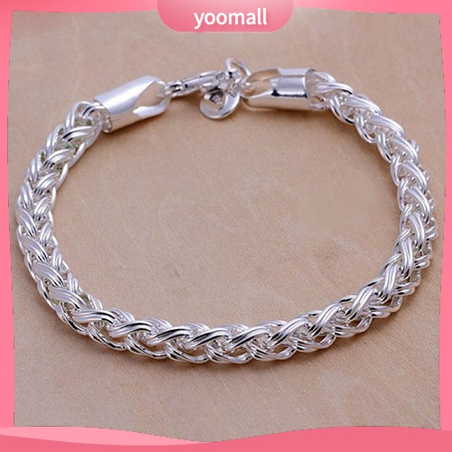 Vòng Tay Mạ Bạc Kiểu Dây Bện Đơn Giản Thời Trang Cho Nữ