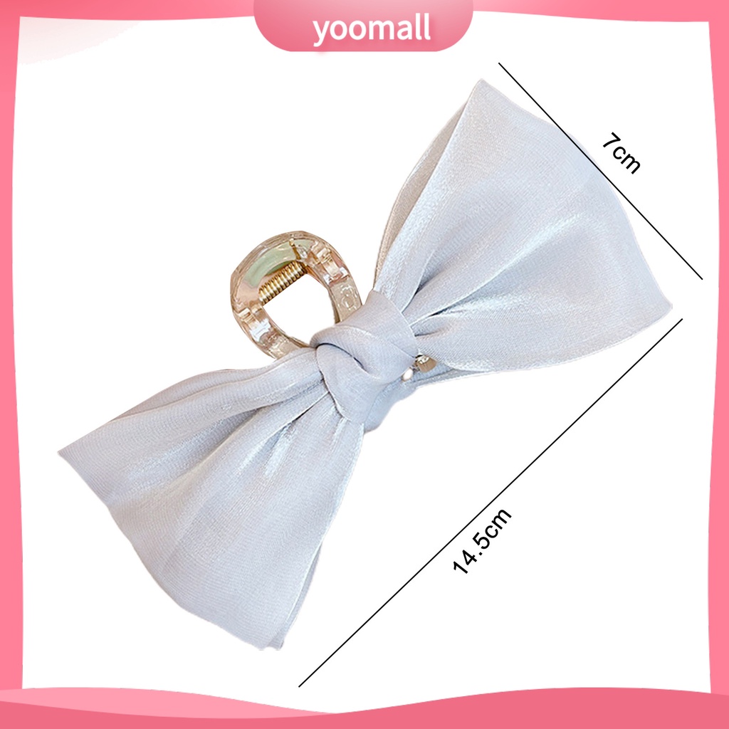 Kẹp Tóc Đính Nơ Ruy Băng Màu Trơn Đa Năng Phong Cách Hàn Quốc