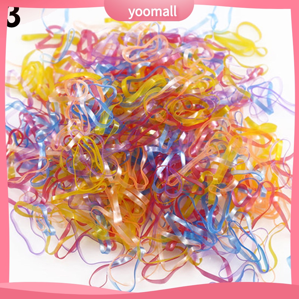 Hộp 2000 Dây Buộc Tóc Chất Liệu Cao Su TPU Co Giãn Nhiều Màu Sắc Cho Bé Gái