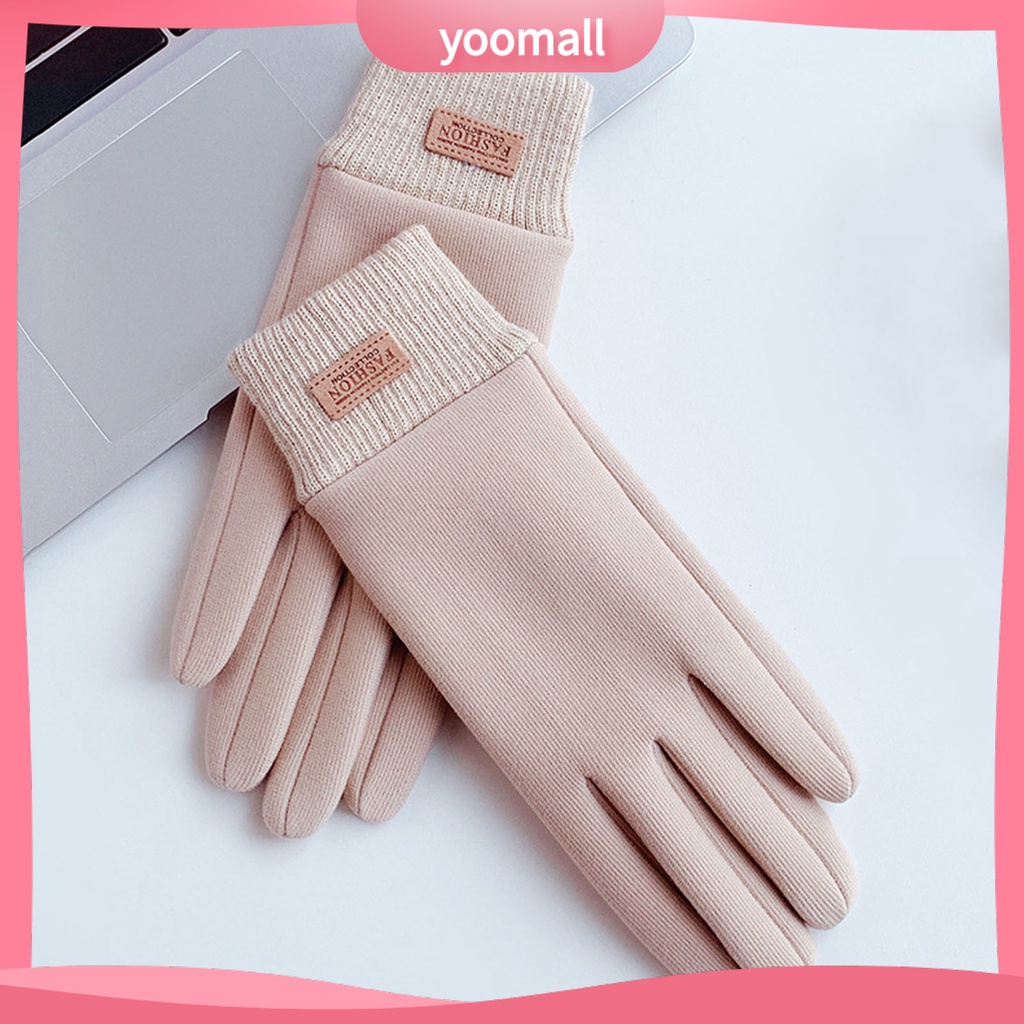 1 Đôi Găng Tay Giữ Ấm Mùa Đông Mềm Mại Thêu Họa Tiết Tinh Tế Chống Gió Cho Nữ
