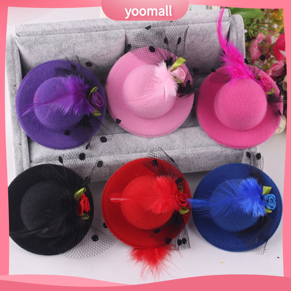 Set 6 Kẹp Tóc Hình Nón Vành Nhỏ Phối Mạng Che Mặt Cho Bé Gái