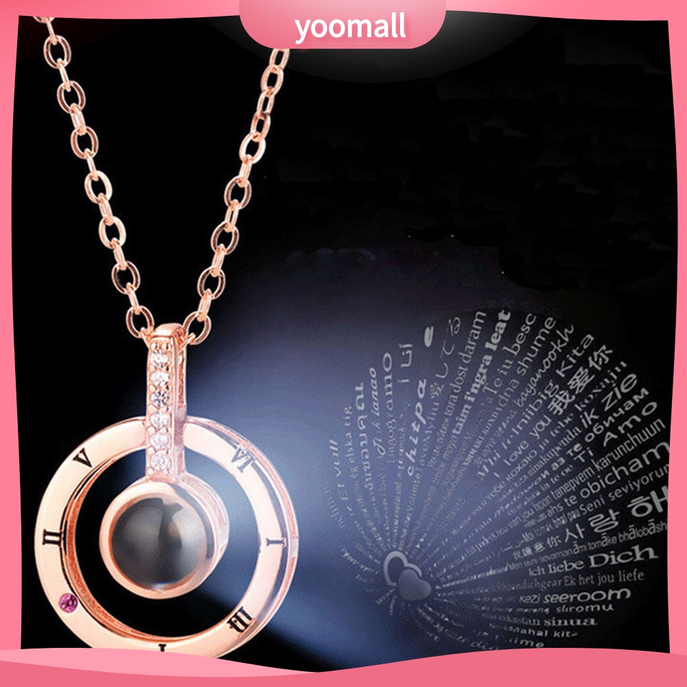 Vòng cổ Mặt Tròn Khắc Chữ I LOVE YOU in 100 Ngôn Ngữ Đính Đá Thời Trang