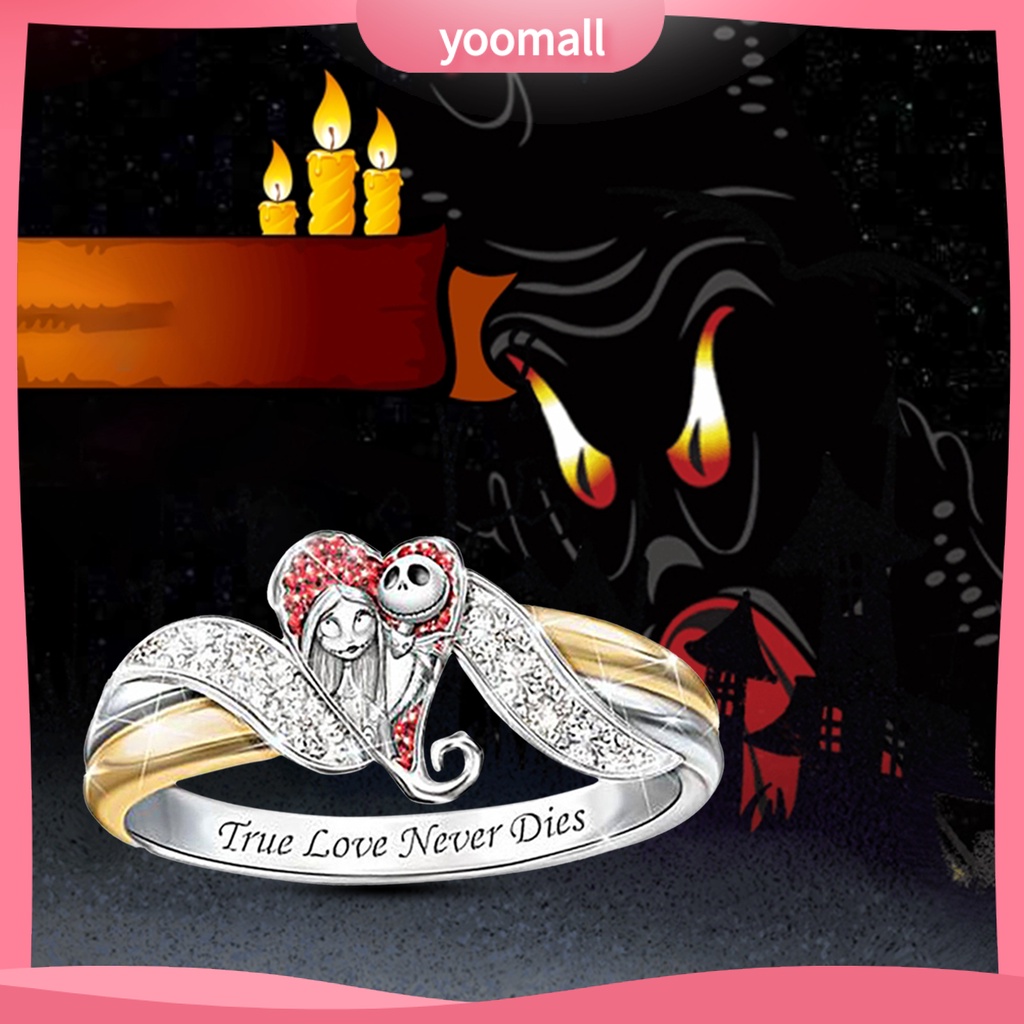 Nhẫn Hợp Kim Hai Màu Sắc Họa Tiết Trái Tim Đính Đá Kim Cương Nhân Tạo Dành Cho Nữ