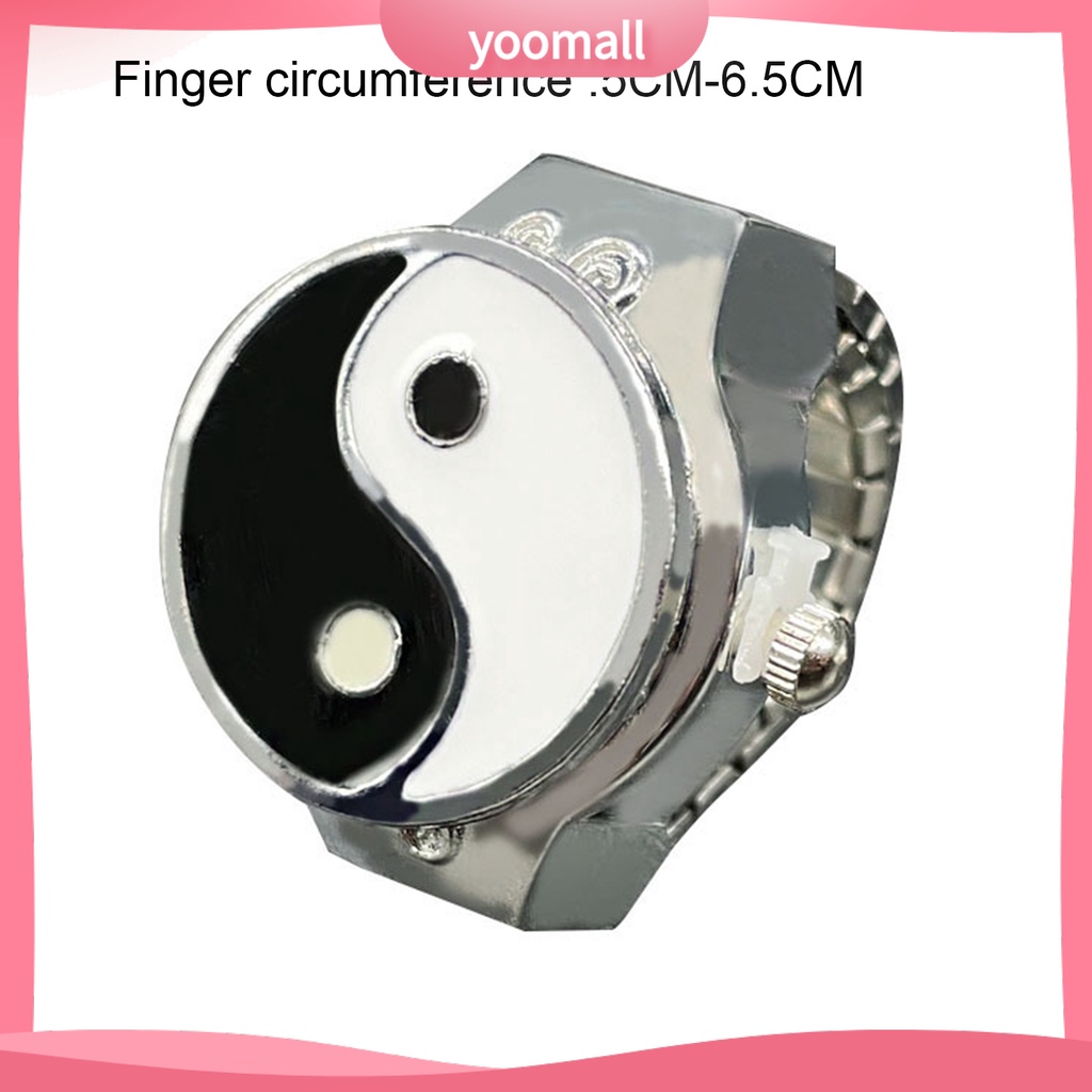 Nhẫn Đồng Hồ Đeo Tay Mặt Tròn Chạm Khắc Hình Thái Cực Quyền Phong Cách Cổ Điển Thời Trang Cho Nam Và Nữ