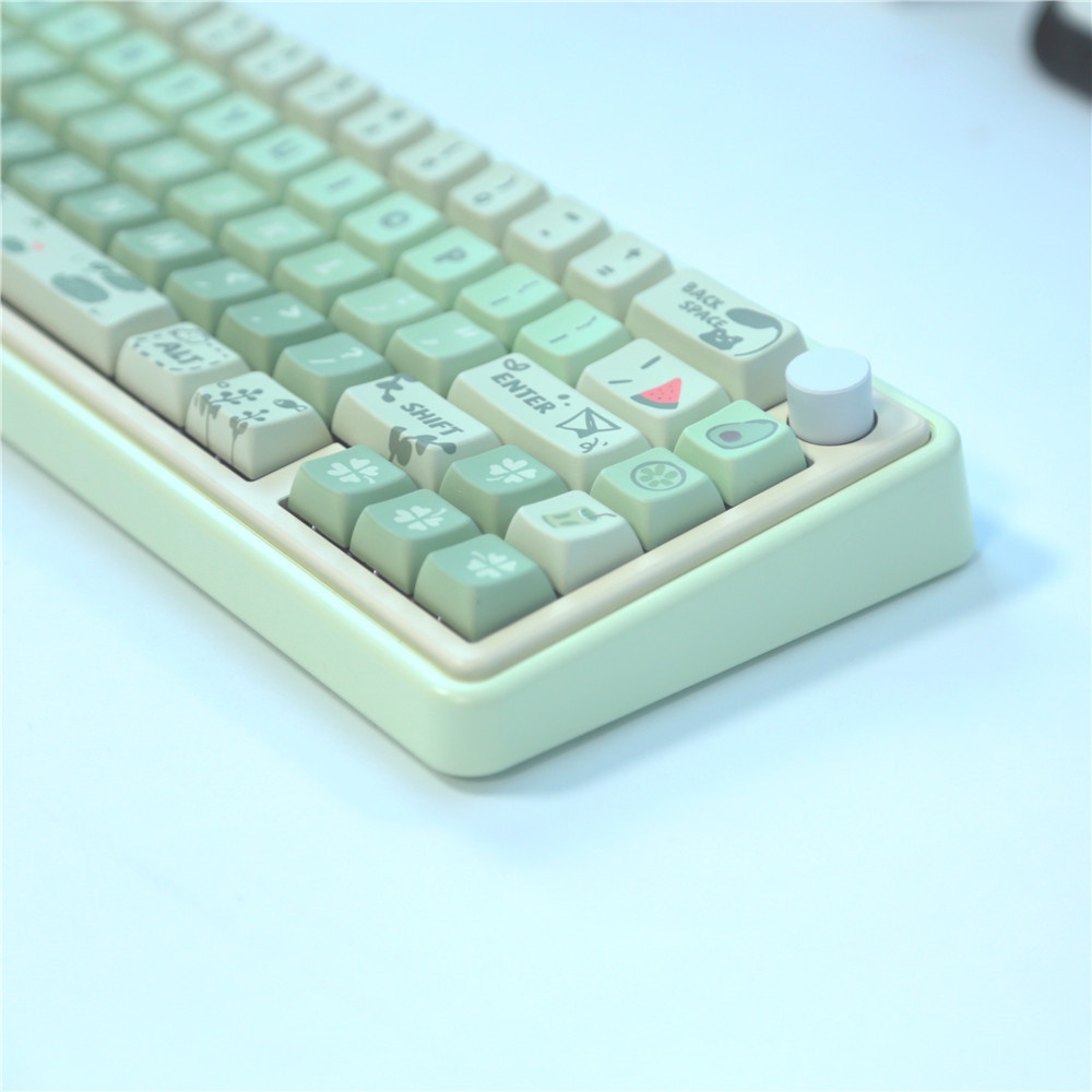 148 66 Keys MDA PBT keycaps small frog theme ball caps PBT milk green five-sided heat sublimatio Keycap Set for DIY LMK67 GMK67