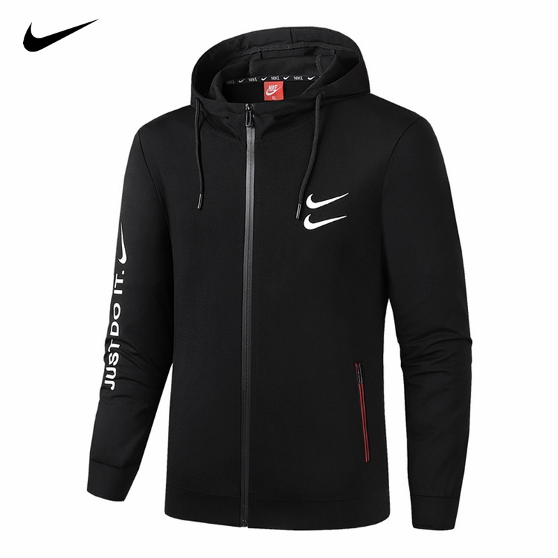 Áo Khoác Dệt Kim 100% Cotton Thêu Logo NlKE Có Khóa Kéo Thời Trang Cho Nam Và Nữ
