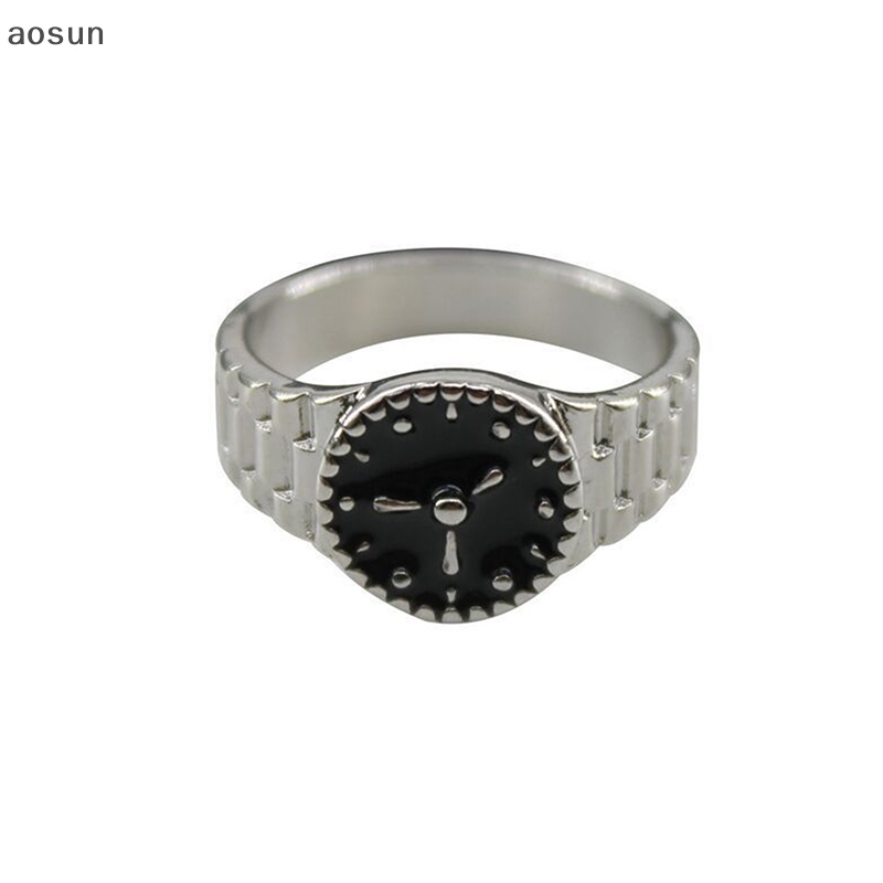 Aosun Nhẫn Thời Trang Hình Đồng Hồ Hình Học Đơn Giản Cá Tính