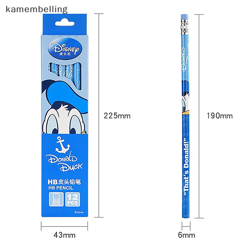 DISNEY Set 12 Bút Chì Tròn Shi Dizai Hb Họa Tiết Chuột Mickey Minnie Dễ Thương Dùng Làm Quà Tặng Cho Học Sinh