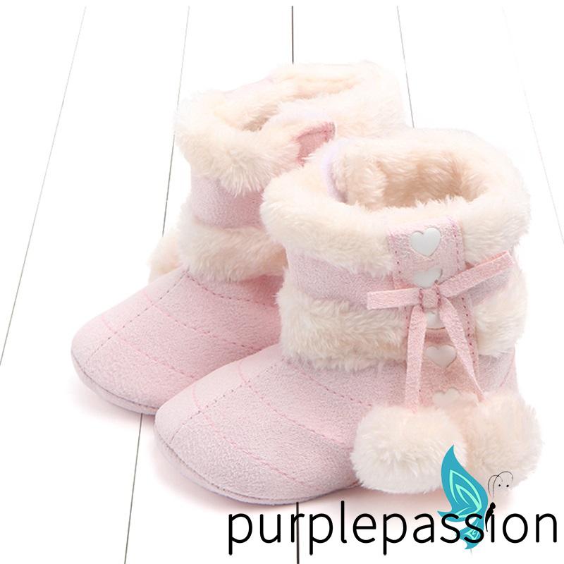 Đôi Bốt Bông Giữ Ấm Đính Nơ Dễ Thương Cho Bé Gái