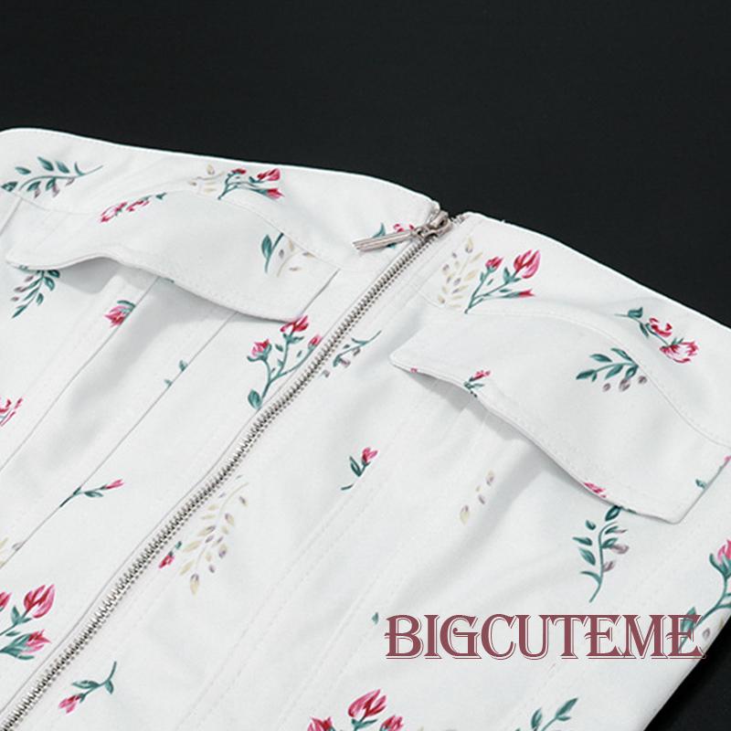 Áo Ống Có Khóa Kéo In Hoa Hở Vai Thời Trang Mùa Hè Dành Cho Nữ