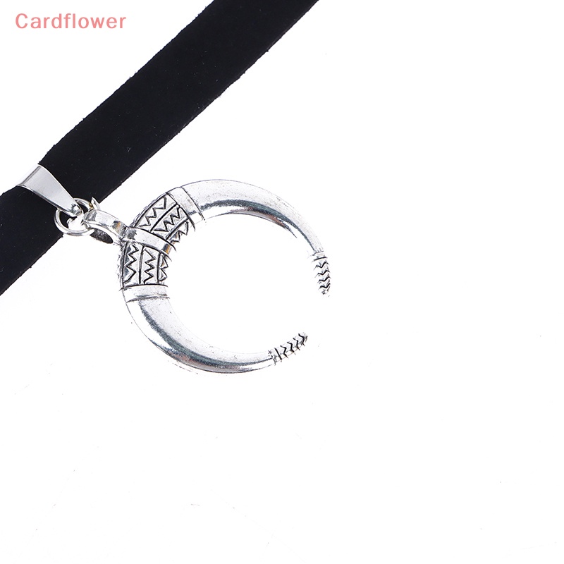 < Cardflower > Vòng Cổ Choker Dây Nhung Đen Mặt Trăng Gothic Cho Nữ Mujer Mới
