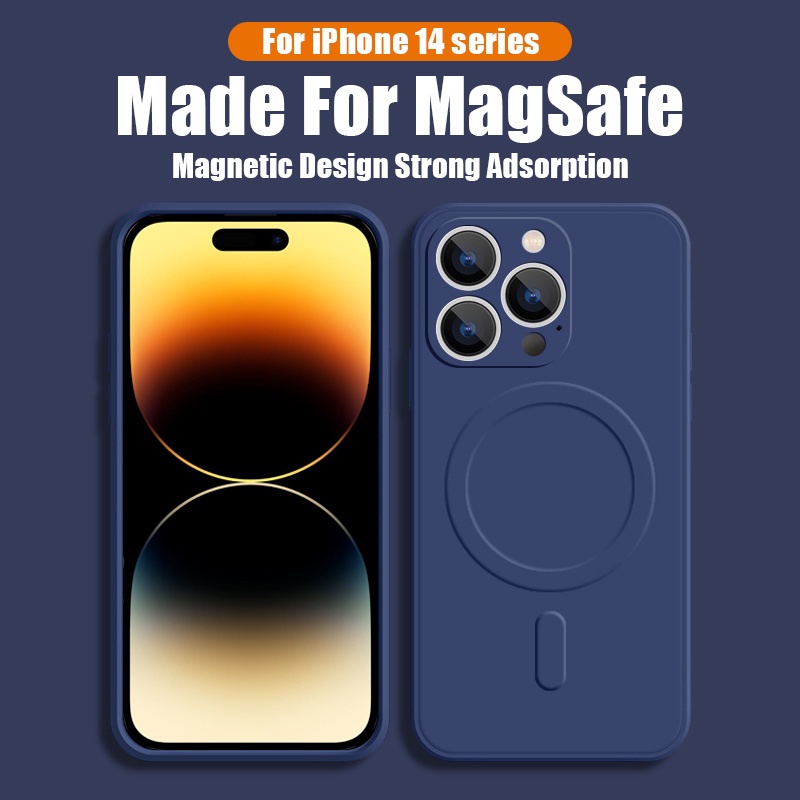Ốp Điện Thoại Silicon Mềm Nhám Hít Nam Châm Chống Sốc Không Vân Tay Cho iPhone 14 Plus 13 12 11 Pro Max