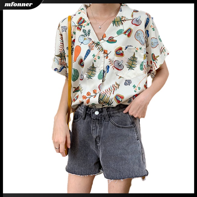 Áo Sơ Mi Chiffon Tay Ngắn Dáng Rộng In Họa Tiết Cổ Điển Thời Trang Mùa Hè Cho Nữ