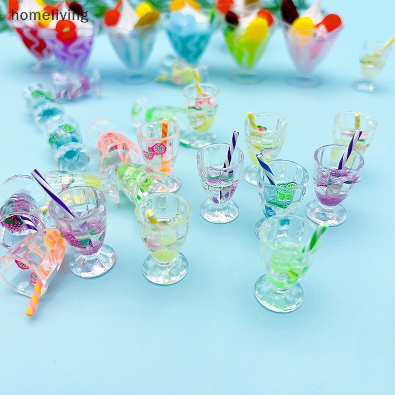 Bộ 2 Ly Thủy Tinh Mini Bằng Nhựa Resin Màu Sắc Ngẫu Nhiên Dùng Trang Trí Tiểu Cảnh