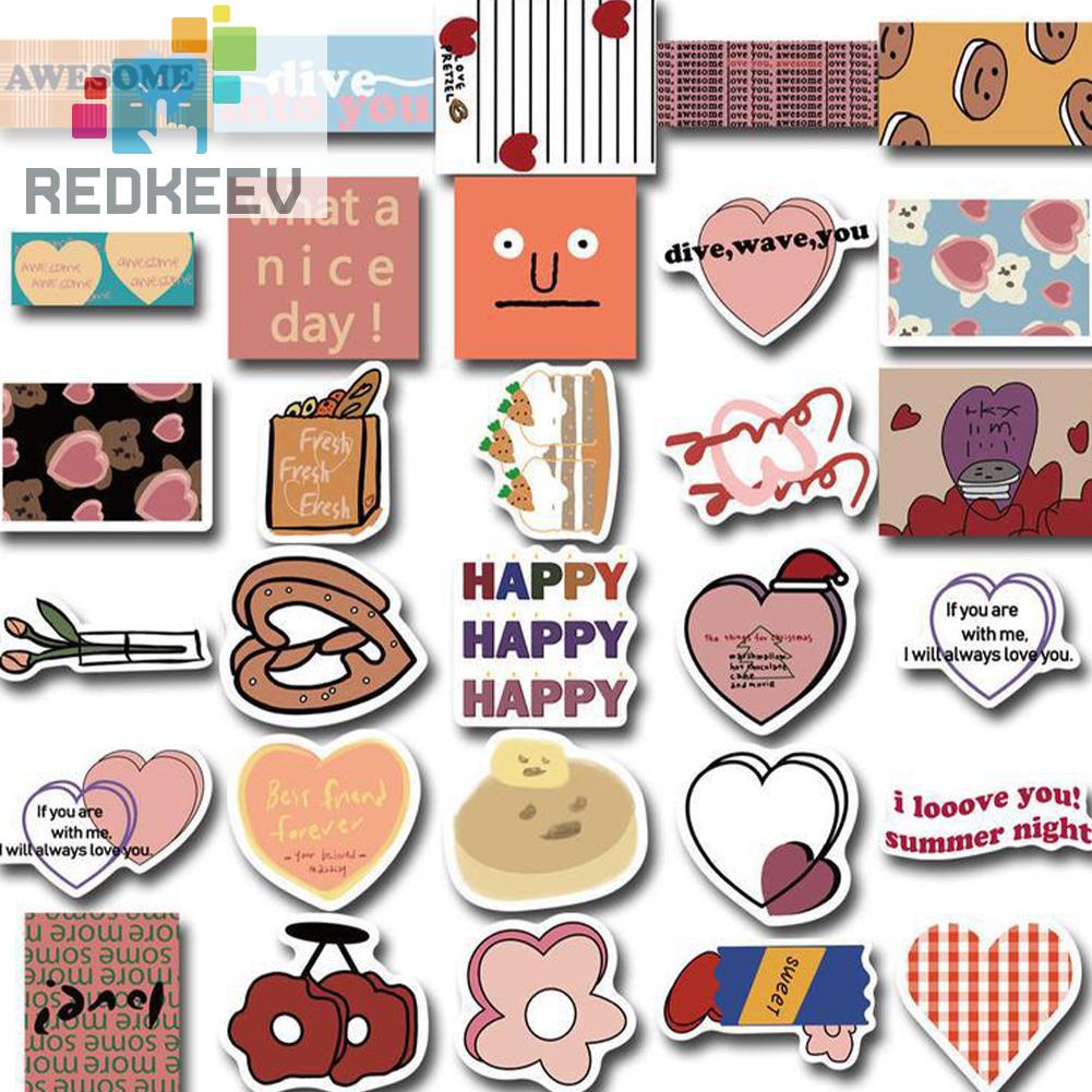 Bộ 90 Miếng Dán Trang Trí Sổ Tay / Ván Trượt Họa Tiết Trái Tim Dễ Thương DIY
