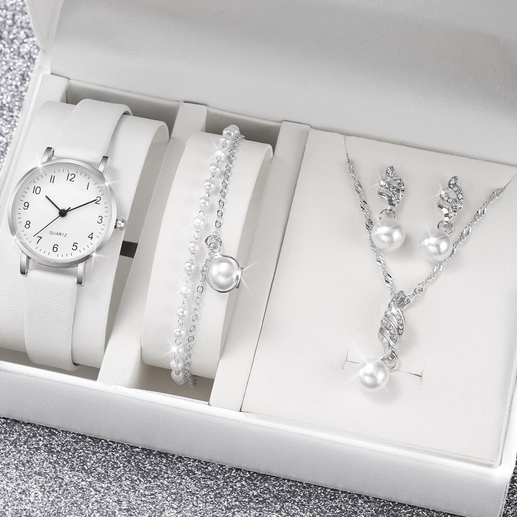 Đồng Hồ Quartz Nữ Dây Da Mặt Đính Hột Xoàn Thời Trang
