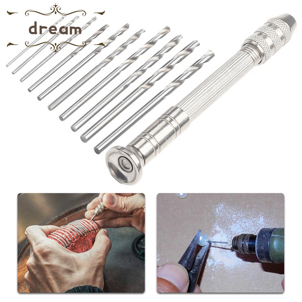 【DREAMLIFE】Hand Drill 0.8-3.0mm Drill Bits Siz 11Pcs Set Aluminum Alloy Drill Bits