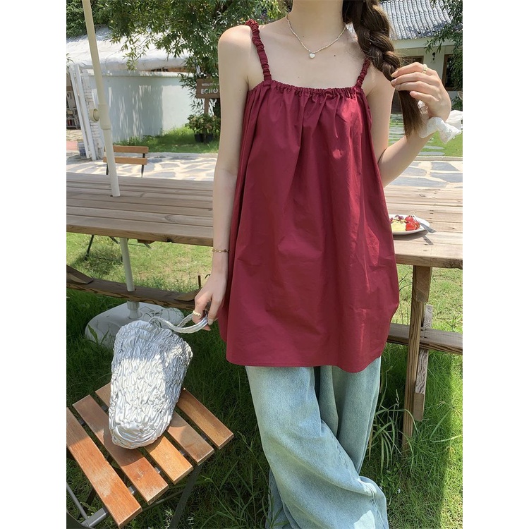 COZOK Áo Hai Dây Màu Trơn Hở Lưng Gợi Cảm Thời Trang Cho Nữ