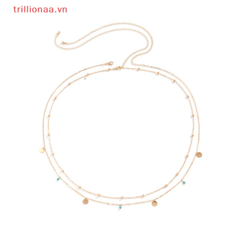 Chuỗi Dây Đeo Hông Nhiều Lớp Đính Hạt Phong Cách Boho Thời Trang Mùa Hè Cho Nữ