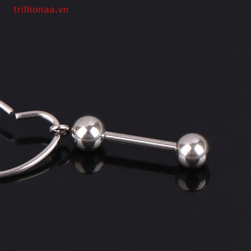 Bông Tai Dây Xích Bằng Thép Không Gỉ Hình Trái Tim Phong Cách Punk Cho Nữ