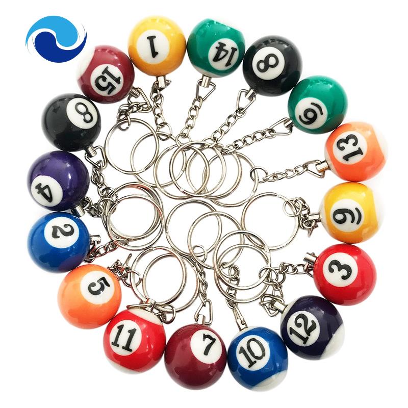 Set 16 Móc Khóa Quả Bóng Bida Mini Nhiều Màu Sắc