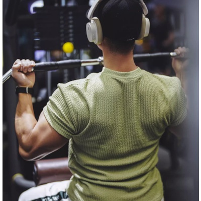 Áo Thun Lụa Lạnh Dệt Kim Tay Lửng Cổ Tròn Ba Chiều Phong Cách Retro Mỹ Giản Dị Dành Cho Nam