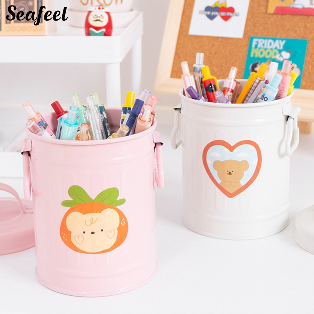 Giá Đỡ Cọ Trang Điểm Bằng Sắt Sức Chứa Lớn Dễ Thương Cho Học Sinh