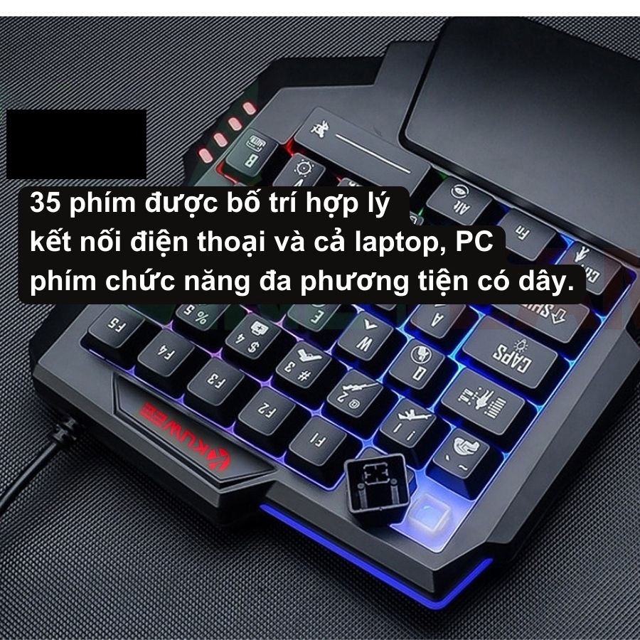 Bàn phím giả cơ một tayK13 / dùng cho IOS, Android, PC Full LED - Bàn phím 1 tay Chơi game PUBG mobile