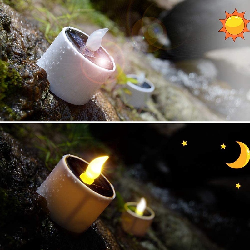 Bộ 9 Đèn Led Năng Lượng Mặt Trời Hình Nến Không Lửa Có Thể Sạc Lại Trang Trí Cửa Sổ Nhà Ở / Cắm Trại