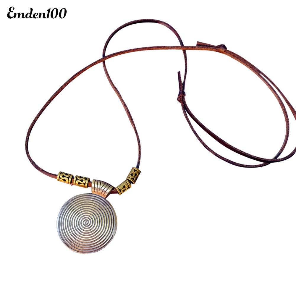 Vòng cổ Giả Da Mặt Tròn Phong Cách Vintage Thời Trang