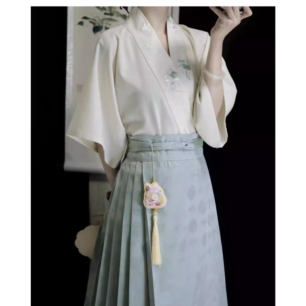 Bộ Váy Hán Phục Cách Tân Tay Ngắn In Hình Mặt Ngựa Thời Trang Mùa Hè 2023 Phong Cách Mới Dành Cho Bạn Nữ / Nam#23728