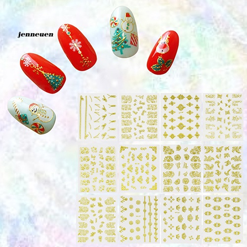 Set 12 Tấm Hình Dán Họa Tiết Bông Tuyết 3D Trang Trí Móng Nghệ Thuật DIY