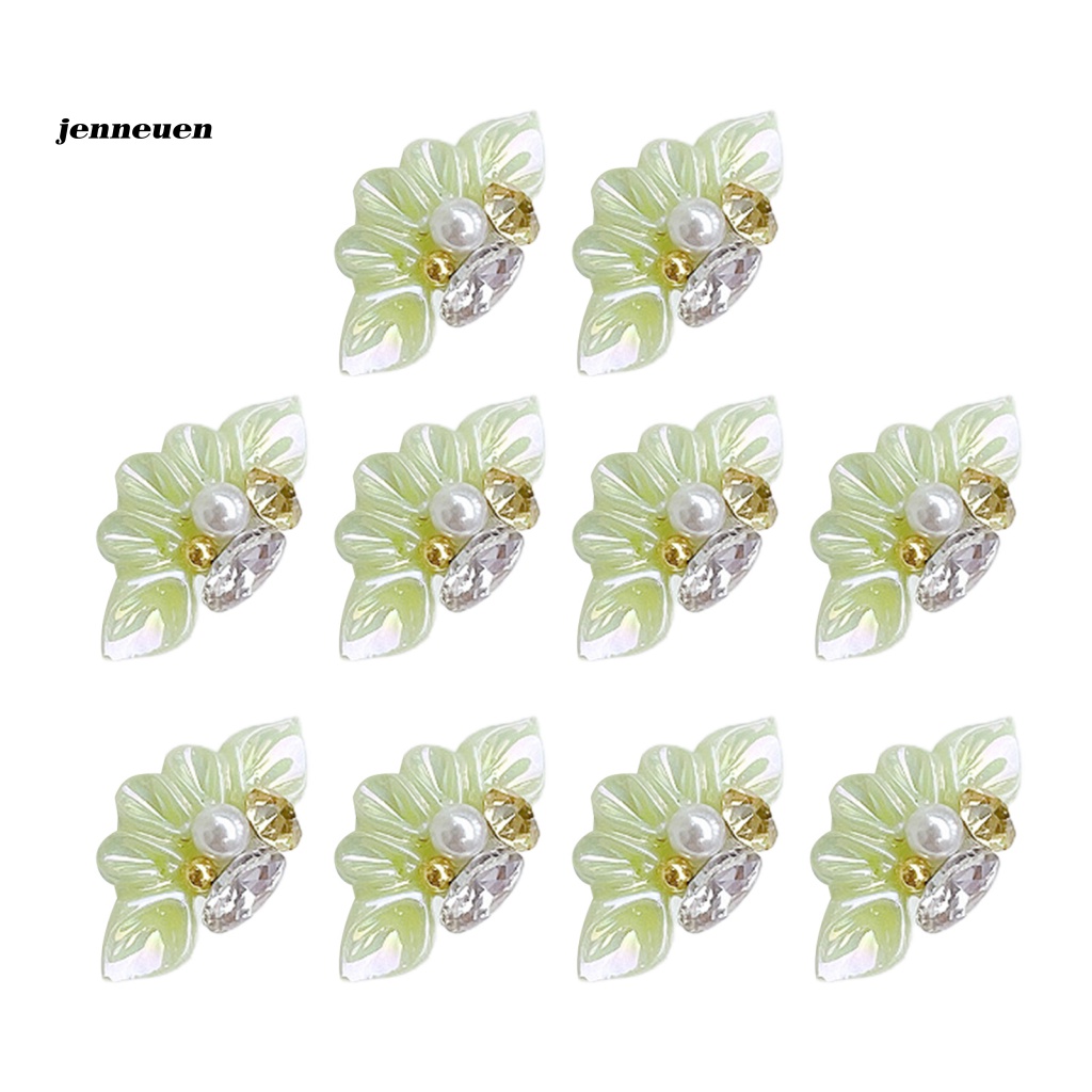 Set 10 Phụ Kiện Trang Trí Móng Tay Họa Tiết Hoa 3D Lấp Lánh DIY