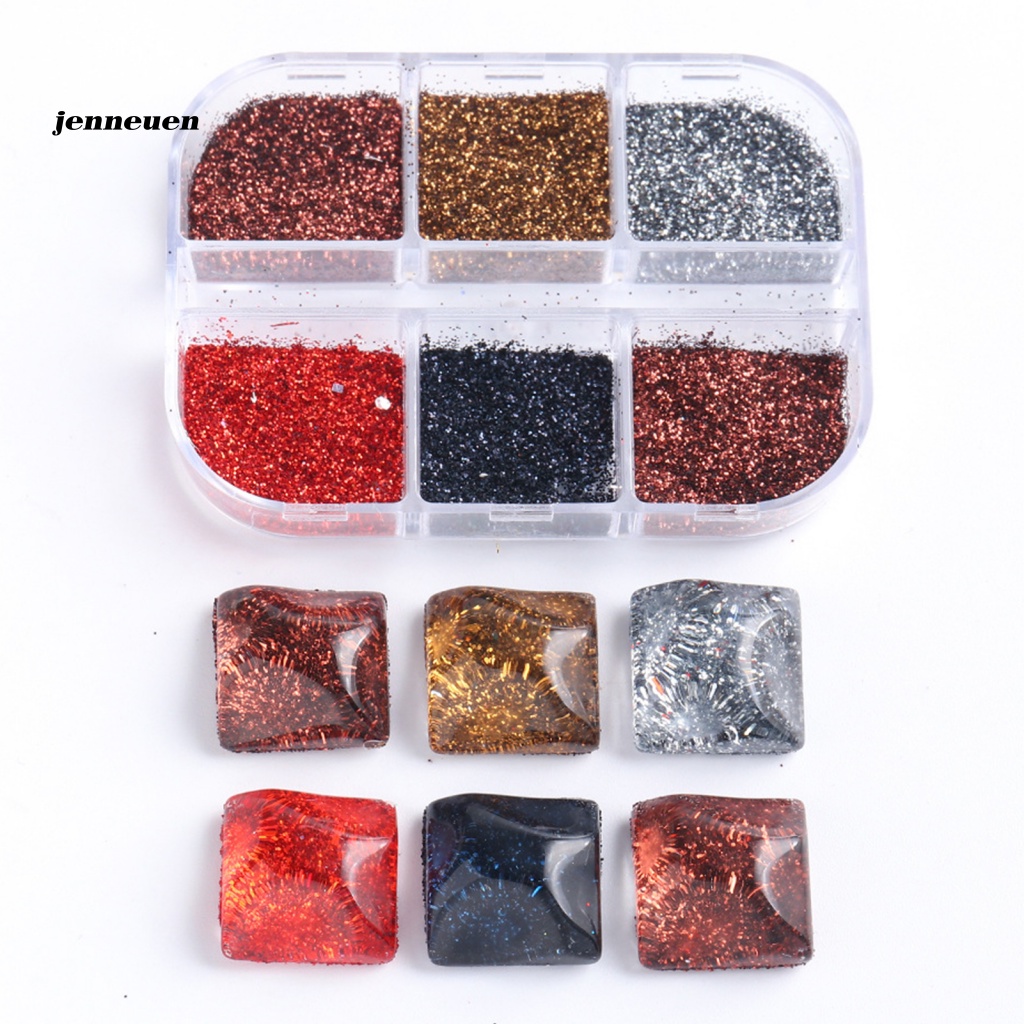 Hộp 6 Ngăn Đựng Bột Nhúng Trang Trí Móng Tay Cho Nữ