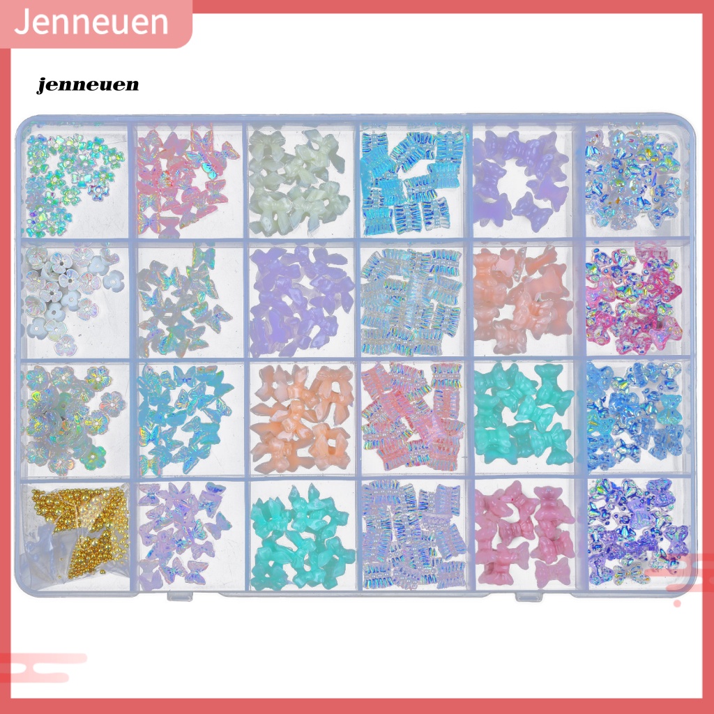 Hộp 24 Ngăn Đựng Hạt Đá 3D Lấp Lánh Trang Trí Móng Nghệ Thuật Thời Trang