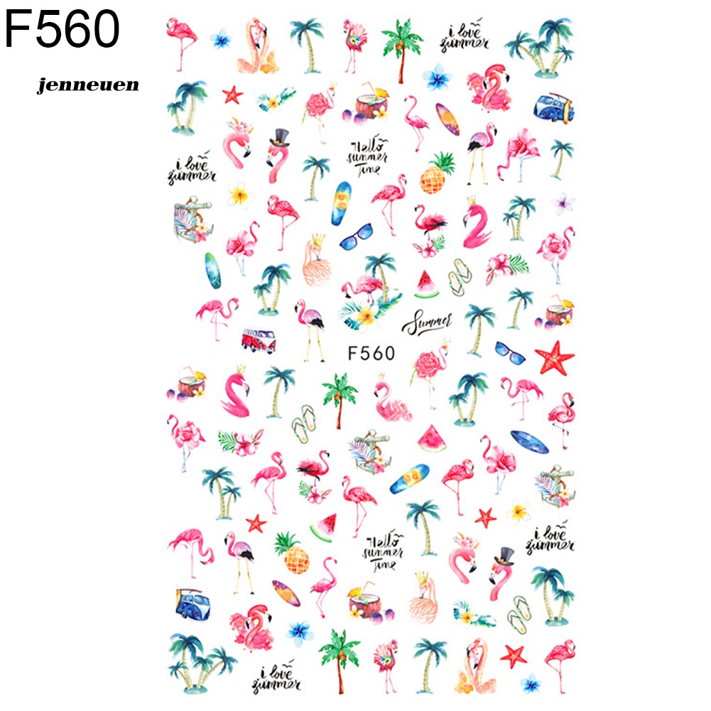 Miếng Dán Móng Tay 3D Siêu Mỏng In Chữ Tiếng Anh / Động Vật / Lá / Trá