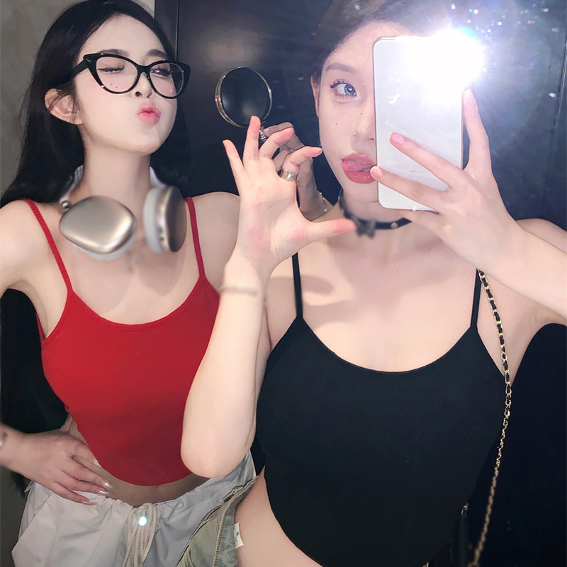 Áo Croptop Sát Nách Có Mút Đệm Thời Trang Mùa Hè Phong Cách Hàn Quốc Cho Nữ