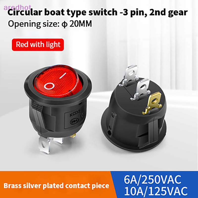 Công Tắc Bật / Tắt Đèn Hình Tròn Chống Thấm Nước Chất Lượng Cao 6A 250V 20mm 2 / 3 Feet 2 / 3 Mới