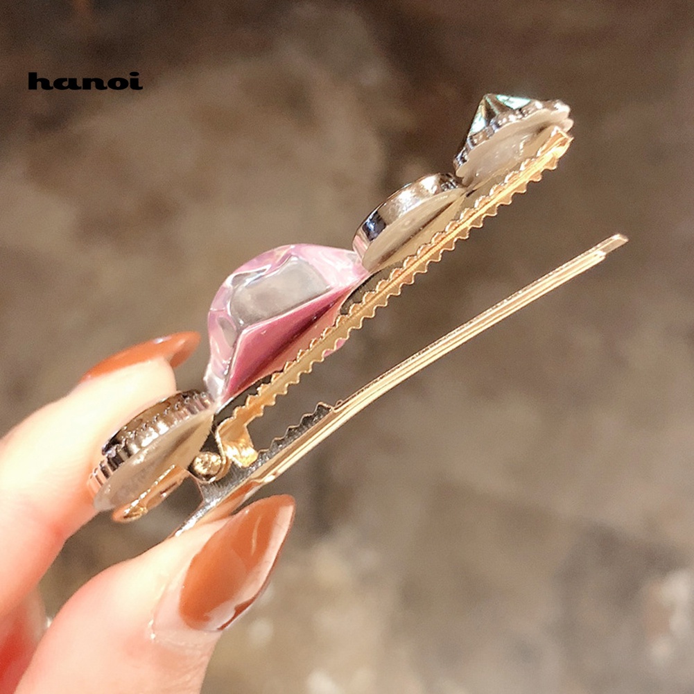 Kẹp Tóc Kim Loại Hình Vuông Đính Đá Thời Trang Cho Nữ