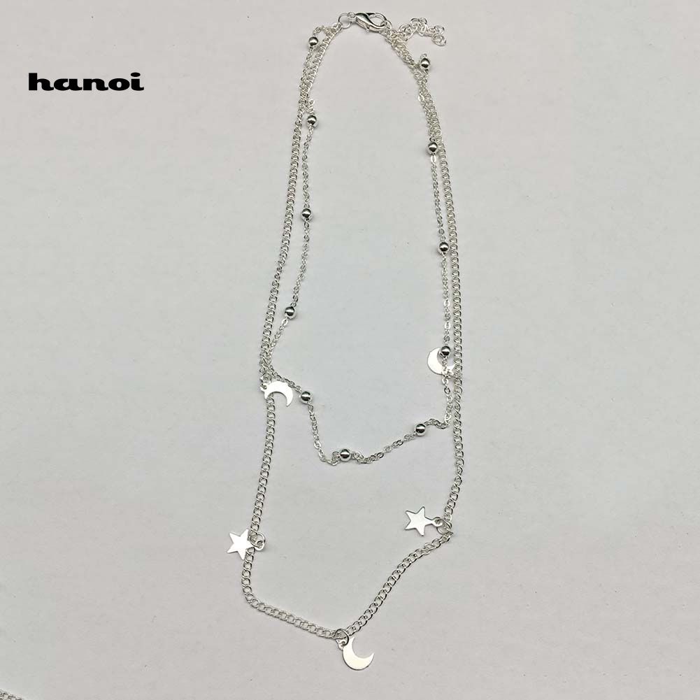 Vòng Cổ Choker Hai Tầng Hình Mặt Trăng Ngôi Sao Thời Trang Dành Cho Nữ