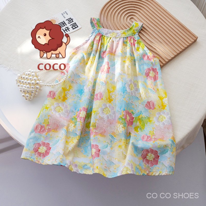 Đầm Công Chúa Hai Dây Họa Tiết Tranh Sơn Dầu Phong Cách Hàn Quốc Thời Trang Mùa Hè Mới Dành Cho Bé Gái