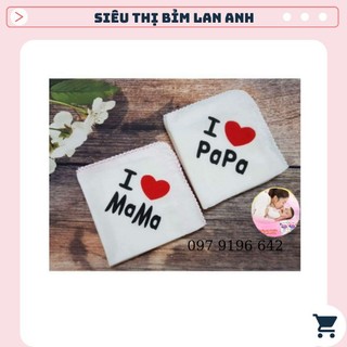 Khăn sữa xuất nhật i love papa/mama cho bé