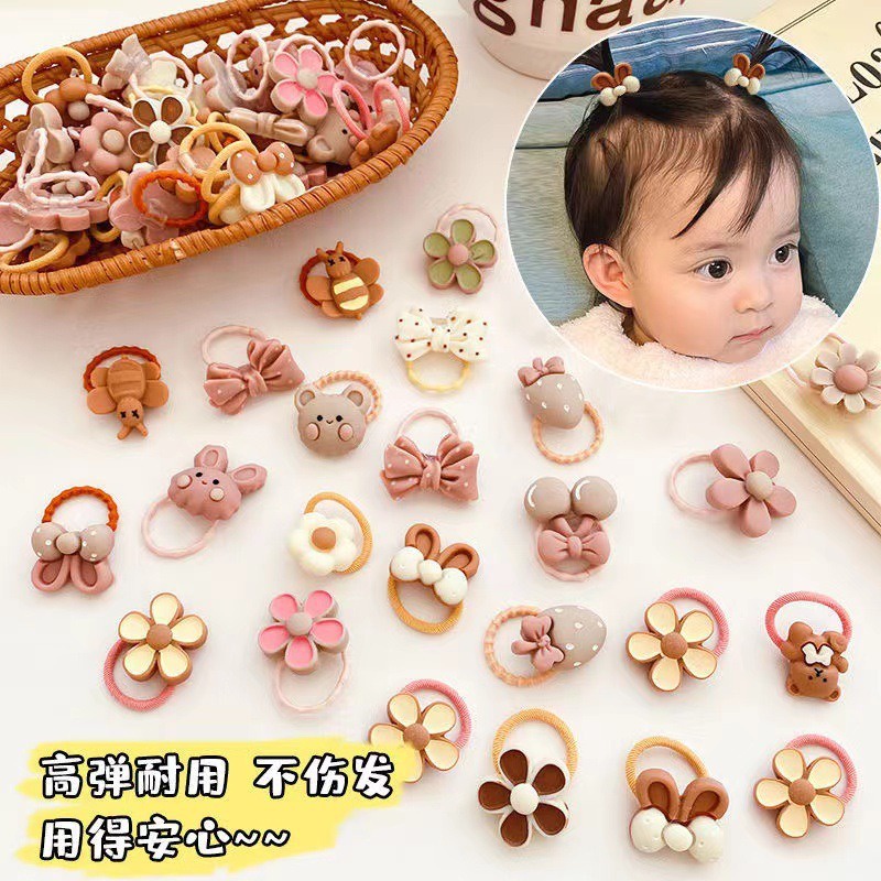 Set 40 Dây Buộc Tóc Bằng Da Không Làm Tổn Thương Tóc Cho Bé Gái