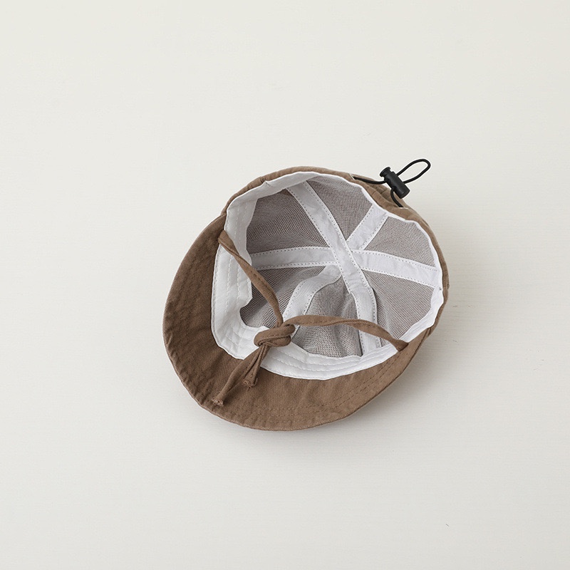 Nón Vành Cotton Mềm Mại Màu Trơn Chống Gió Có Dây Thừng Kiểu Hàn Quốc Cho Bé