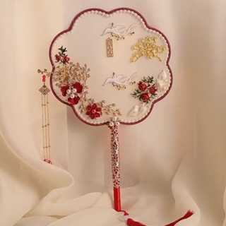 QHS  Quạt Cầm Tay Thêu Họa Tiết Cổ Điển Dùng Làm Đạo Cụ Chụp Ảnh Cưới Quạt cổ trang trung quốc quạt cầm tay cô dâu