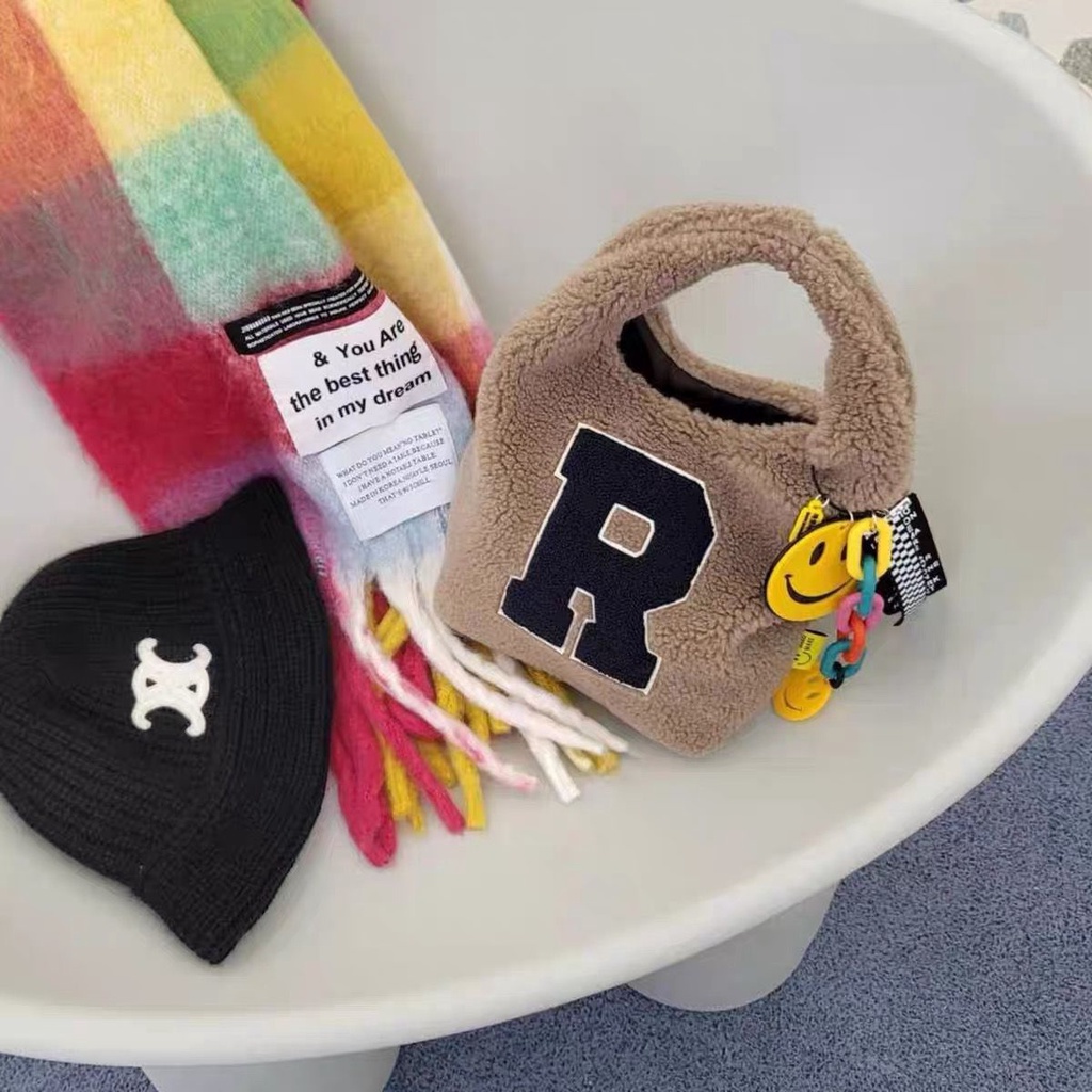 Túi Xách Lông Cừu Cỡ Lớn Thêu Họa Tiết Thời Trang Mùa Đông Cho Nữ